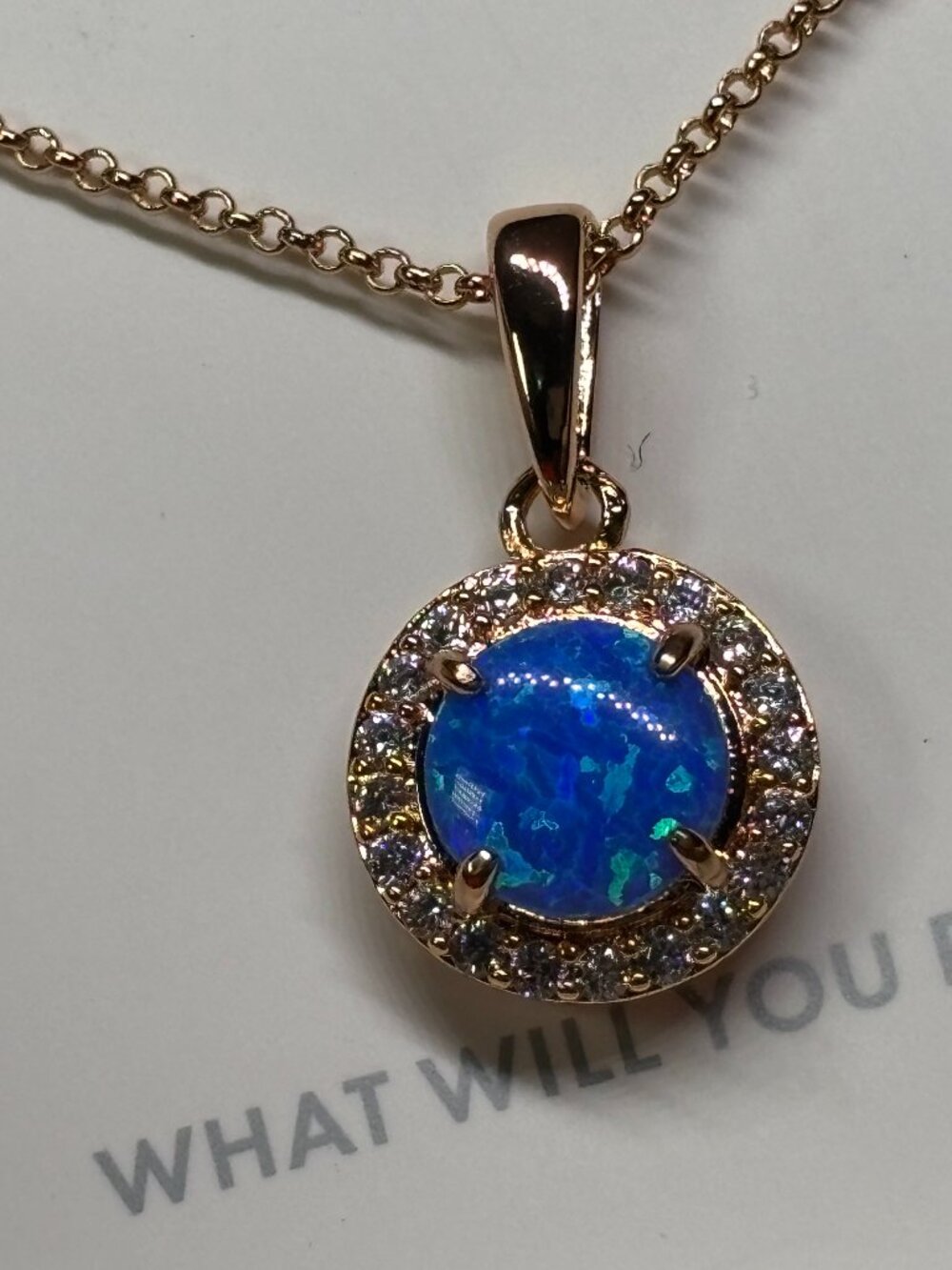 Bomb Party "Captured Beauty" Blue Opal Luxury Drop Necklace RBP2348